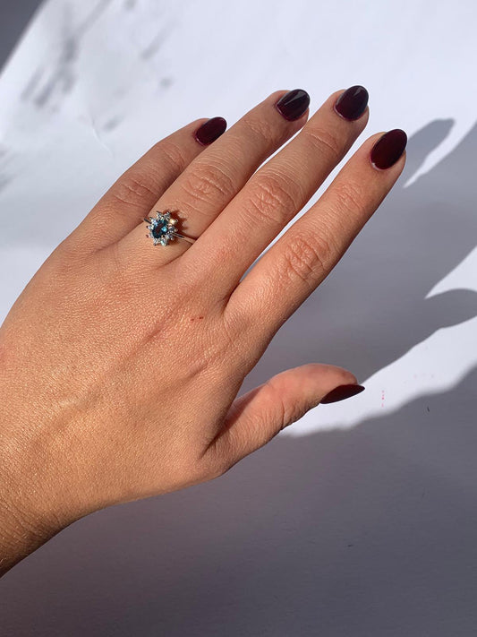 Anello in topazio blu london di argento 925 / Felicità e vitalità