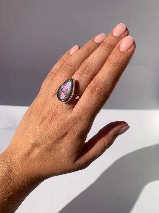 Anello regolabile in labradorite di argento 925 / Intuizione e trasformazione