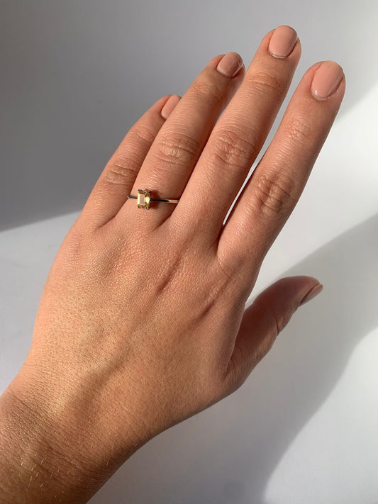 Anello regolabile in citrino di argento 925 / Abbondanza e successo