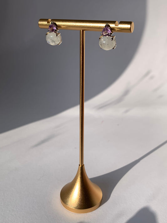 Orecchini in pietra di luna e topazio blu di argento 925 / Femminilità e magnetismo