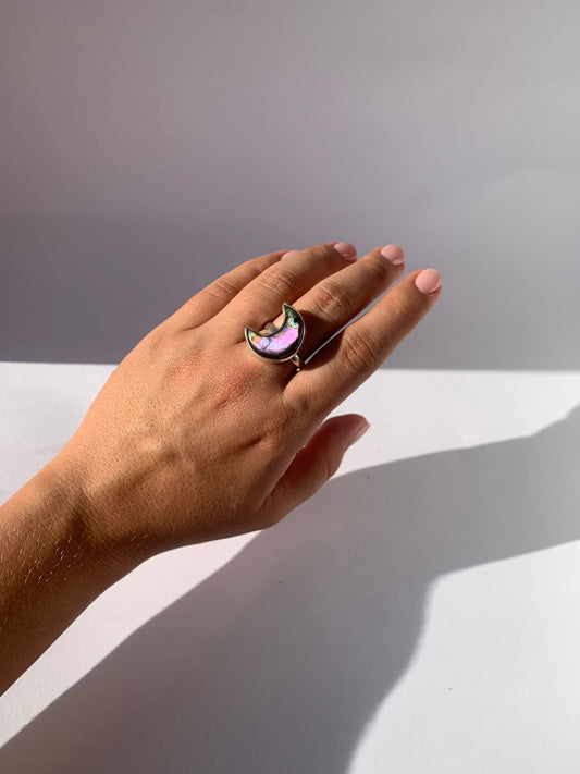 Anello regolabile in labradorite di argento 925 / Intuizione e trasformazione