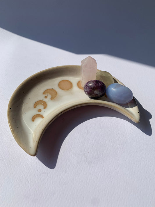 Svuota tasche in ceramica con fasi lunari a forma di mezza luna