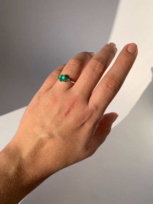 Anello in onice verde di argento 925 / Autocontrollo e positività