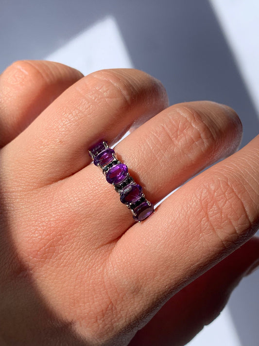 925 Silver Amethyst Adjustable Ring / Relaxation and Balance