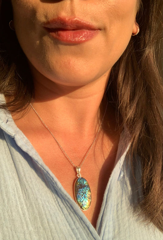 Silver Plated Copper Labradorite Necklace / Intuition and Transformation