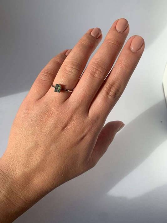 Anello regolabile in agata muschiata di argento 925 / Ottimismo ed equilibrio