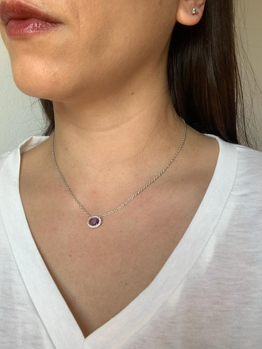 Collana regolabile in ametista e topazio bianco di argento 925 / Rilassamento ed equilibrio