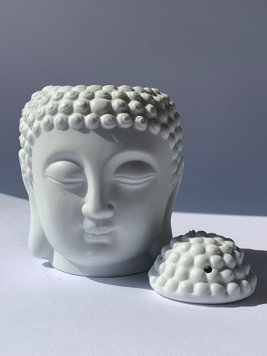 Bruciatore di oli essenziali e scaldacera a forma di Buddha in ceramica