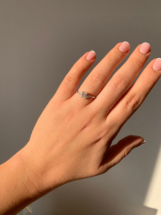 925 Silver Moissanite Adjustable Ring / Inner Potential and Prosperity