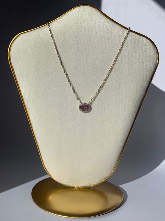 Collana regolabile in ametista e topazio bianco di argento 925 / Rilassamento ed equilibrio