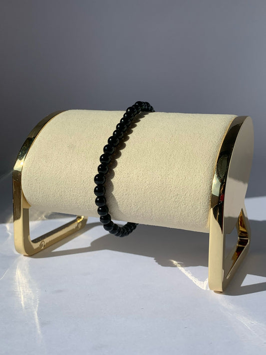 Bracciale elasticizzato in ossidiana di 4mm / Autorealizzazione e Protezione