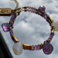 Bracciale regolabile in pietra di luna ed ametista di acciaio inossidabile