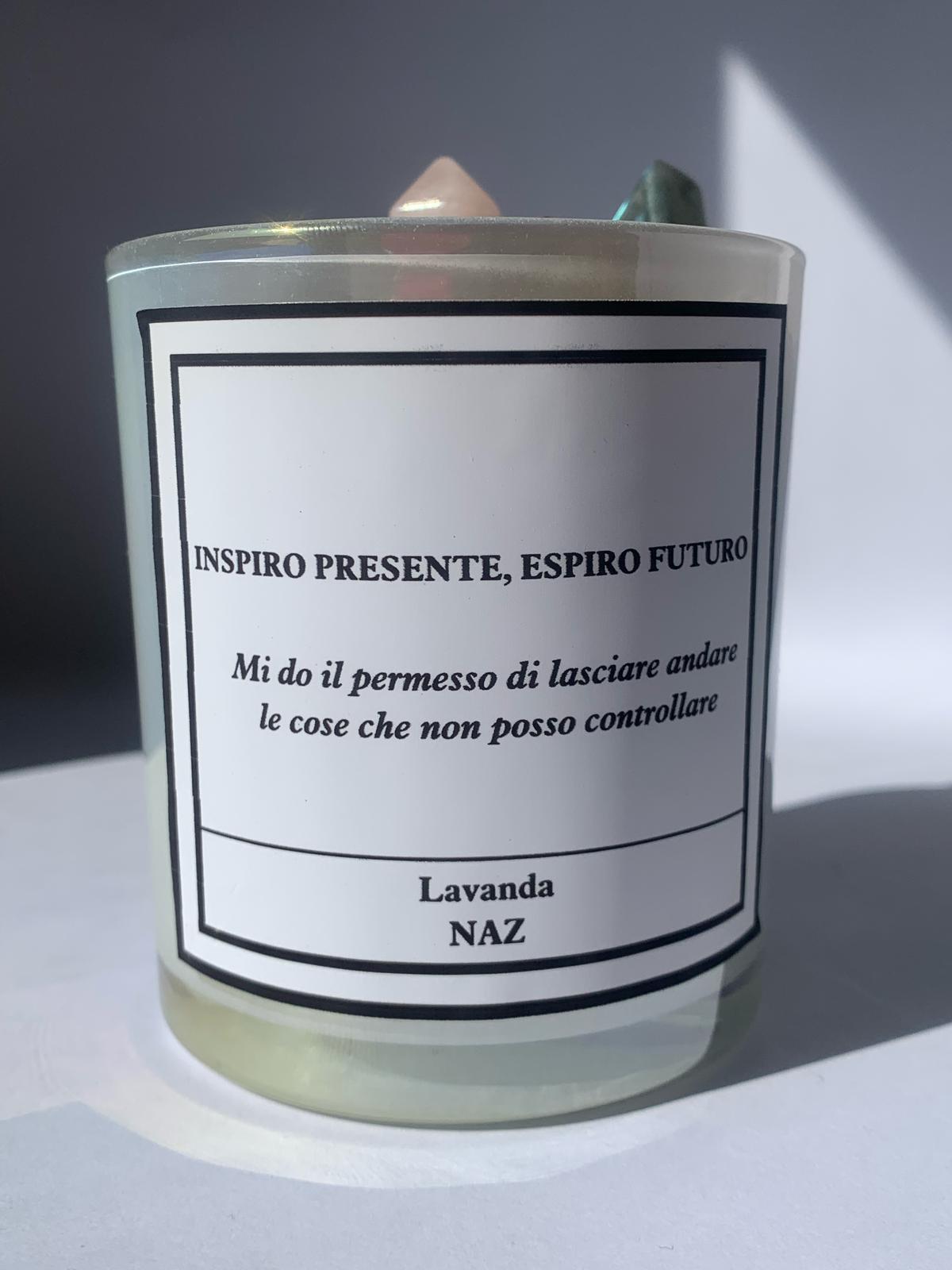 Candela in cera di soia INSPIRO PRESENTE, ESPIRO FUTURO / Ansia (Lavanda)