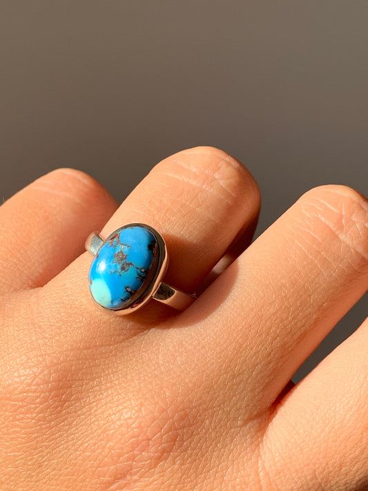 Anello regolabile in turchese golden hills di argento 925 / Protezione e calma