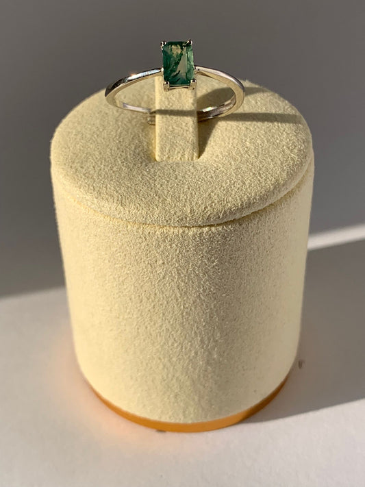 Anello regolabile in agata muschiata di argento 925 / Ottimismo ed equilibrio