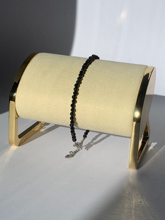 Bracciale regolabile sfaccettato in spinello nero / Positività e calma