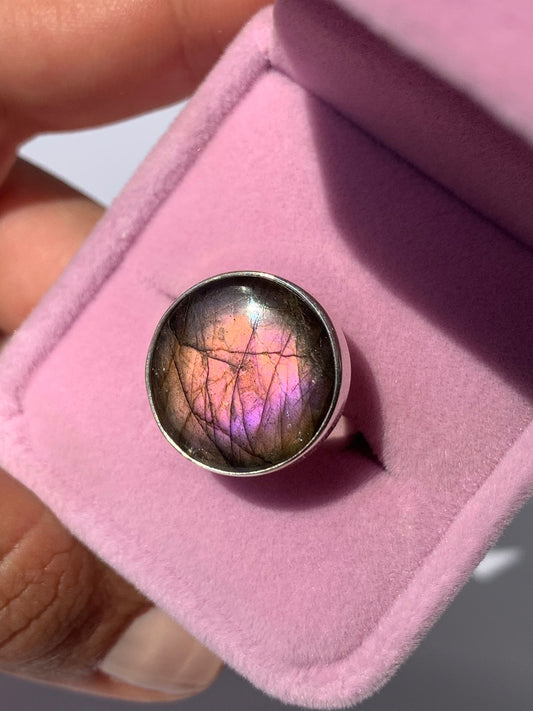 Anello regolabile in labradorite di argento 925 / Intuizione e trasformazione