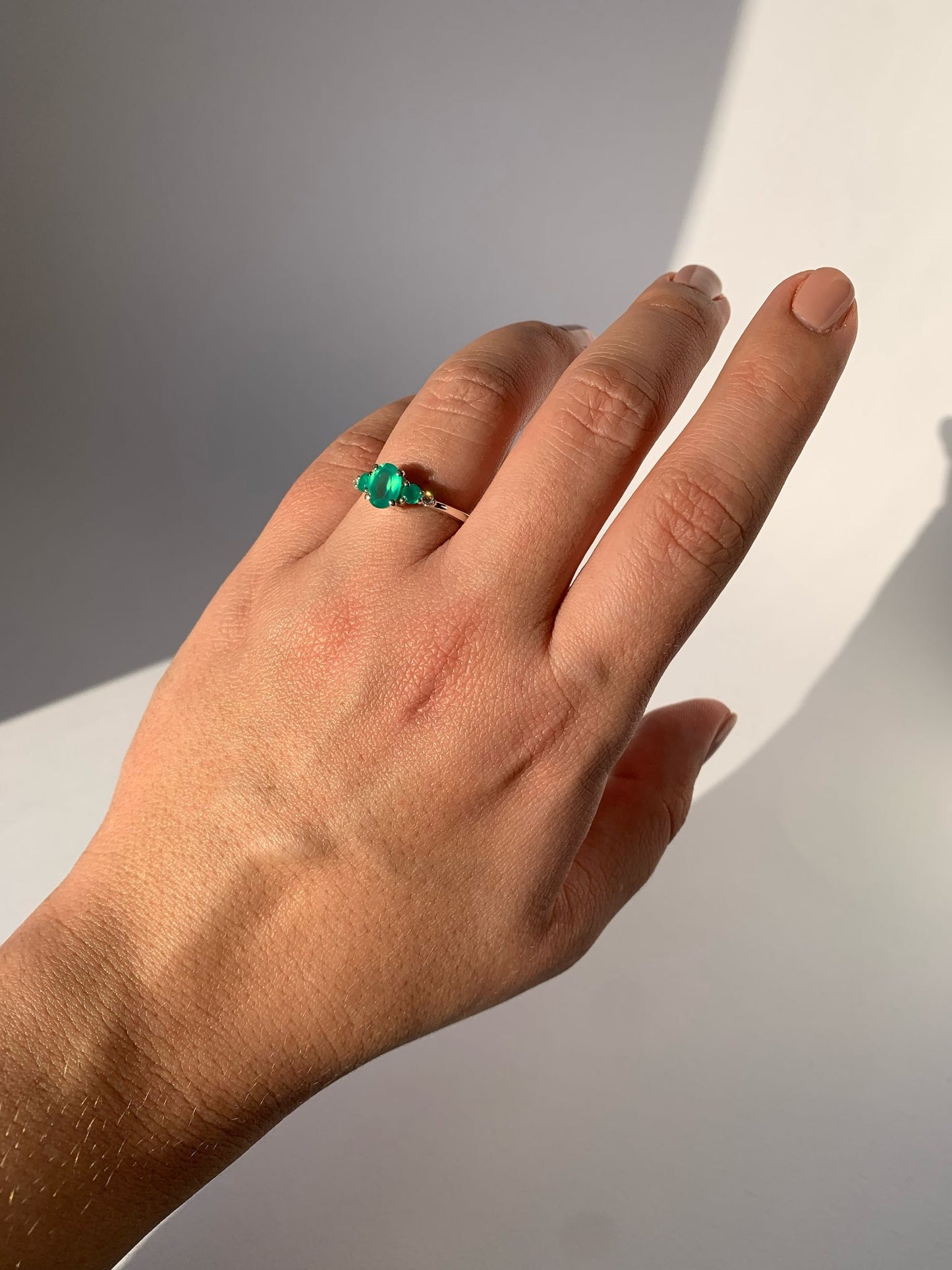 Green Onyx Ring in 925 Silver / Self-Control and Positivity