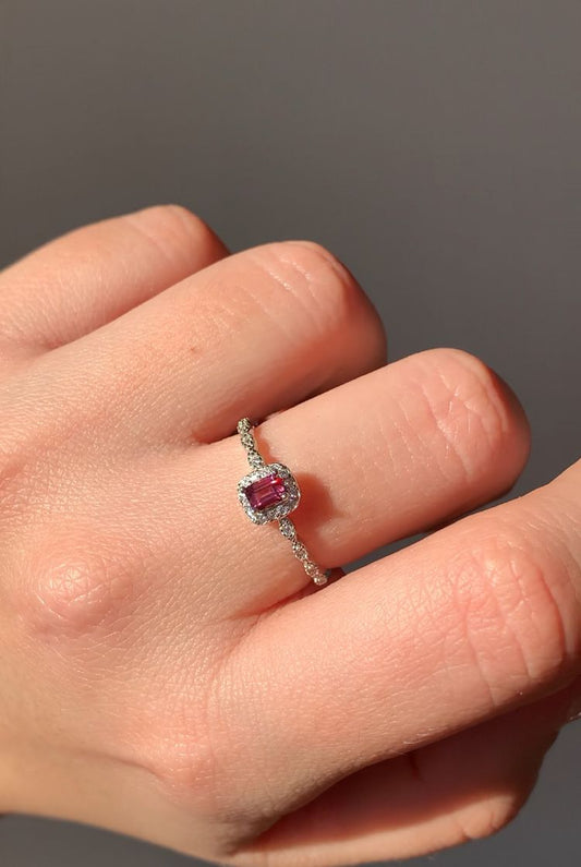 Adjustable Garnet Ring in 925 Silver Rose Gold Plated / Energy and Passion