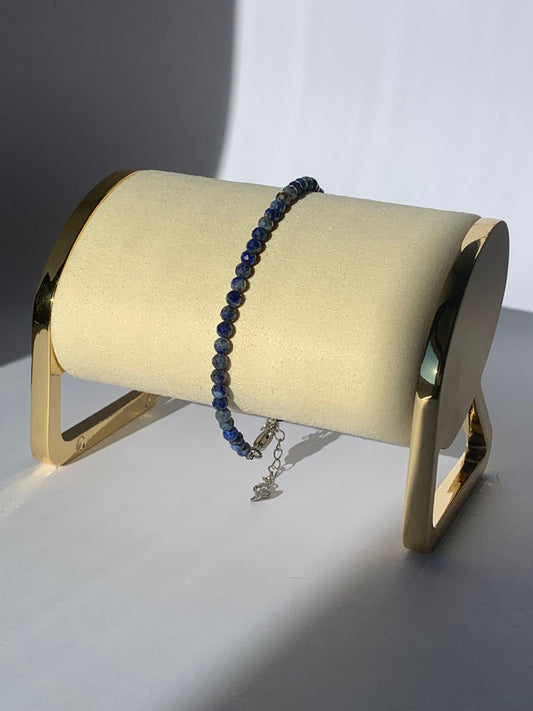 Bracciale regolabile sfaccettato in lapislazzuli / Equilibrio e chiarezza