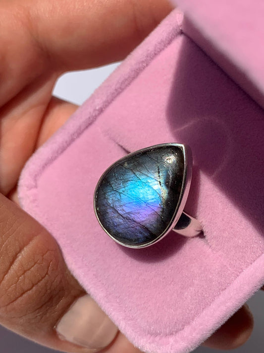 Anello regolabile in labradorite di argento 925 / Intuizione e trasformazione