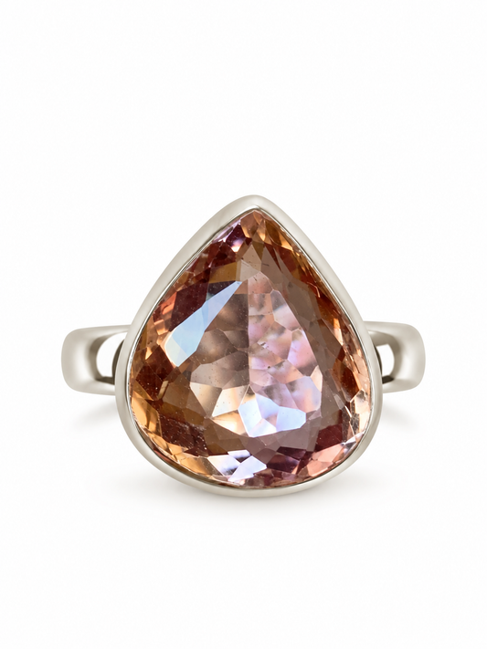 Anello regolabile in ametrino di argento 925 / Abbondanza e gioia