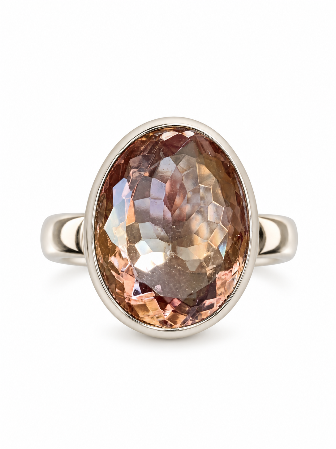 Anello regolabile in ametrino di argento 925 / Abbondanza e gioia