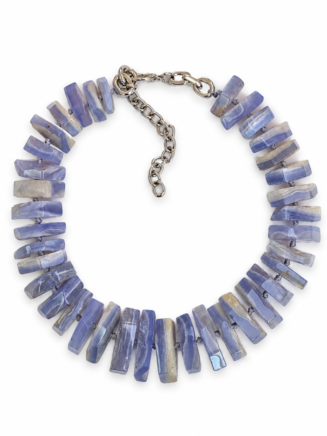 Collana MAXI regolabile in agata blu lace / Rilassamento e comunicazione