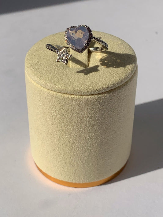Anello regolabile in quarzo lavanda di argento 925 / Guarigione emotiva e rilassamento