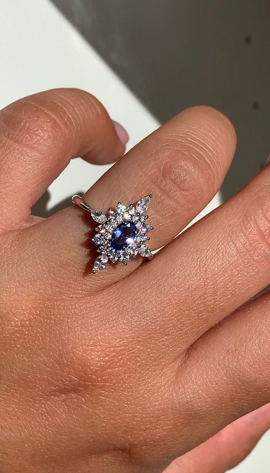 925 Silver Tanzanite Adjustable Ring / Self-realization and Empowerment