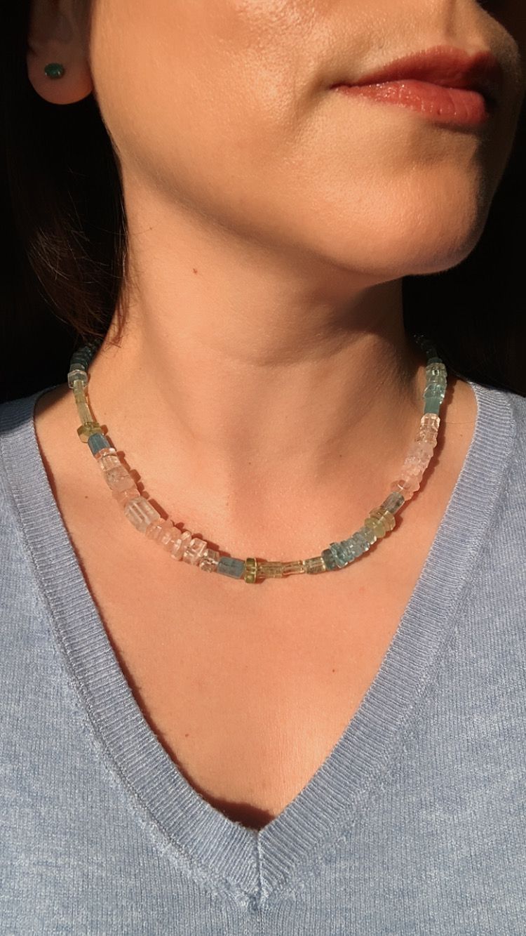 Adjustable Faceted Aquamarine Choker / Harmony and Tranquility