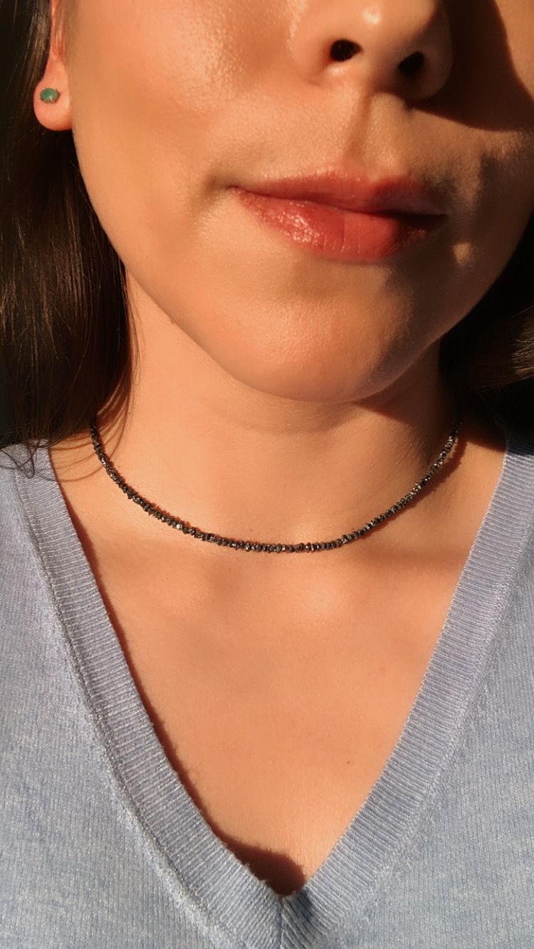 Adjustable Faceted Black Spinel Choker / Positivity and Calm 