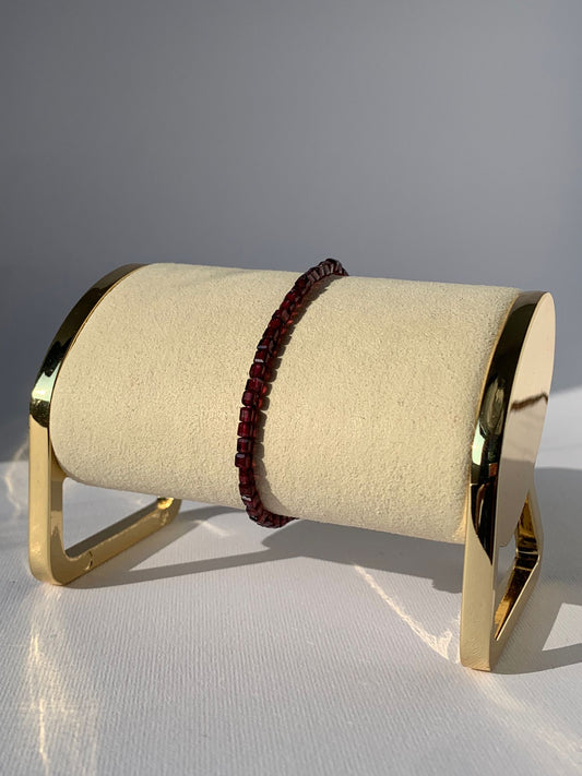 Adjustable Garnet Ring in 925 Silver Rose Gold Plated / Energy and Passion