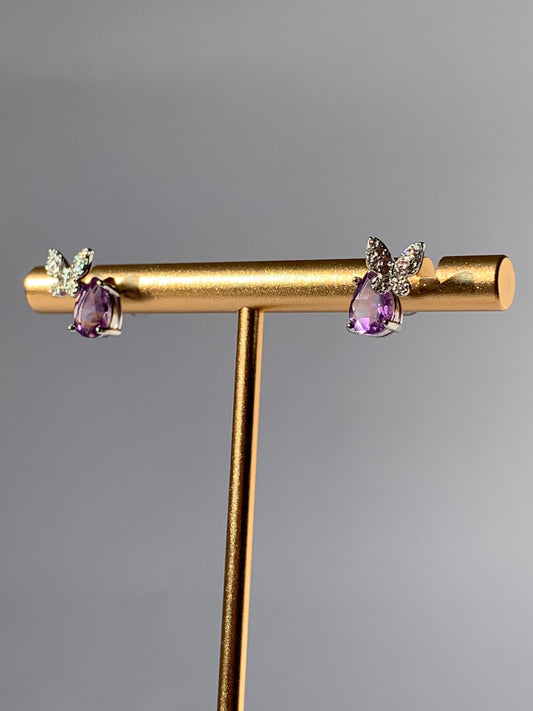 925 Silver Gold Plated Amethyst Earrings / Relaxation and Balance
