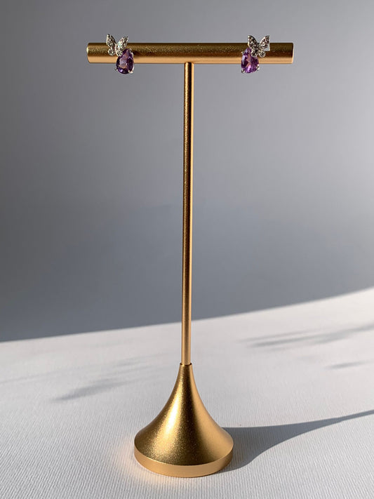 925 Silver Gold Plated Amethyst Earrings / Relaxation and Balance