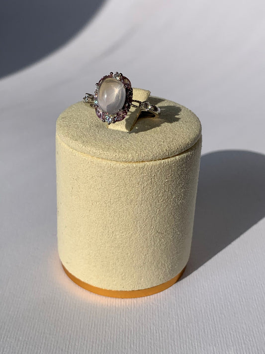 Adjustable 925 Silver Rose Quartz Ring / Love and Self-Esteem