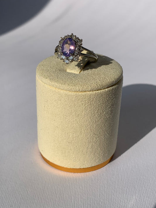 Anello regolabile in quarzo lavanda di argento 925 / Guarigione emotiva e rilassamento