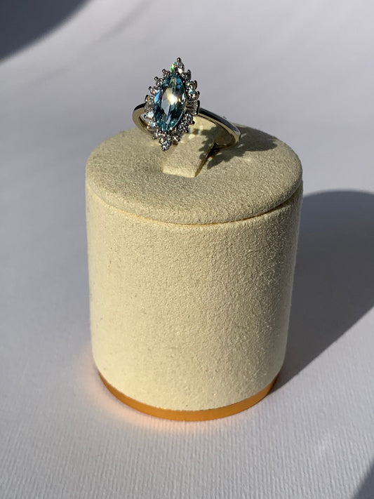 Anello regolabile in topazio blu di argento 925 / Felicità e vitalità