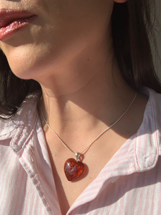 Ciondolo in ambra baltica di argento 925 / Ottimismo e fiducia