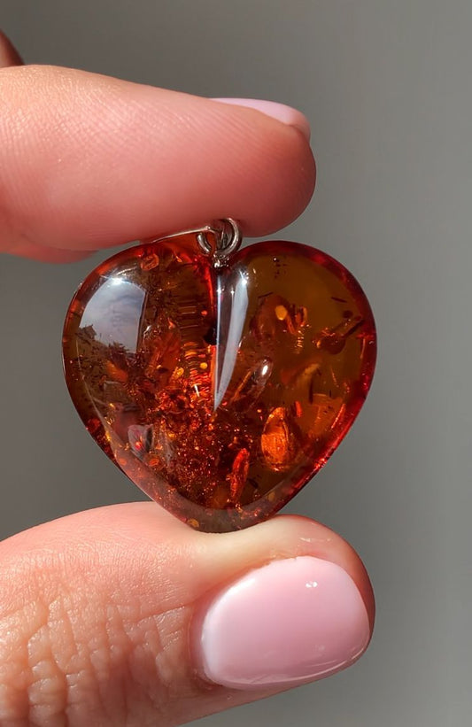 Ciondolo in ambra baltica di argento 925 / Ottimismo e fiducia