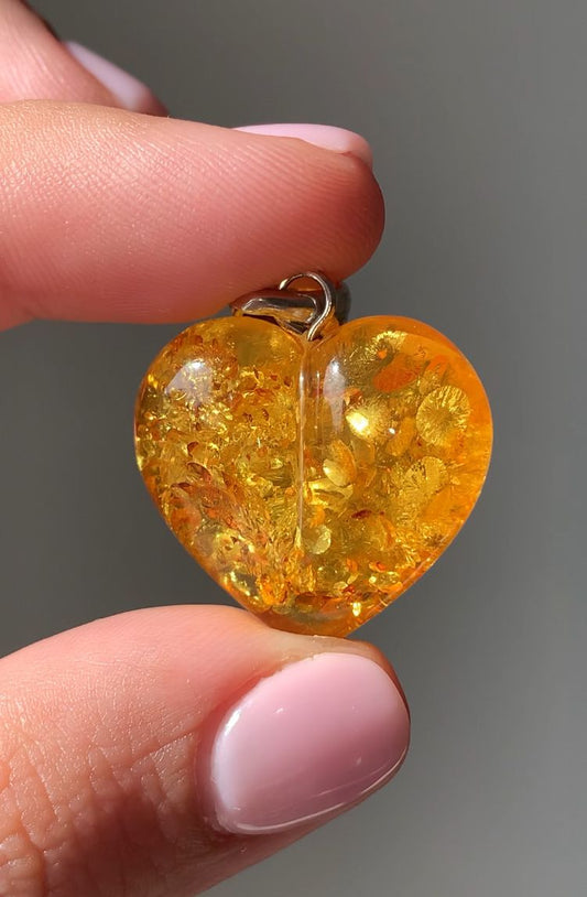 Ciondolo in ambra baltica di argento 925 / Ottimismo e fiducia