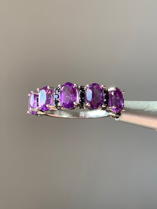 925 Silver Amethyst Adjustable Ring / Relaxation and Balance