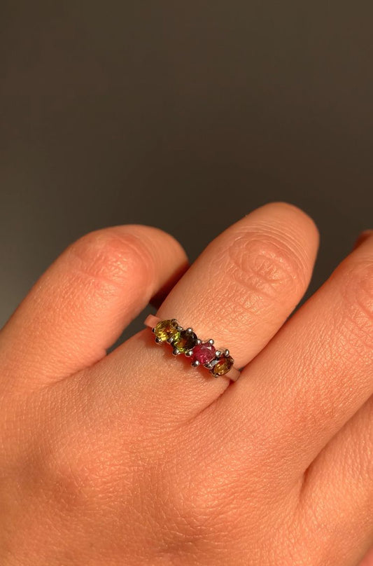 Adjustable 925 Silver Pink Tourmaline Ring / Purification and Protection