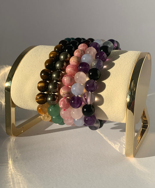 Bracciale elasticizzato di 8mm / Protezione - Prosperità - Amore - Calma - Manifestazione