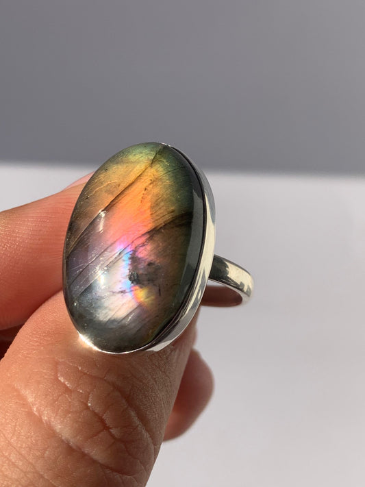 Anello regolabile in labradorite di argento 925 / Intuizione e trasformazione
