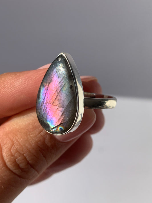 Anello regolabile in labradorite di argento 925 / Intuizione e trasformazione