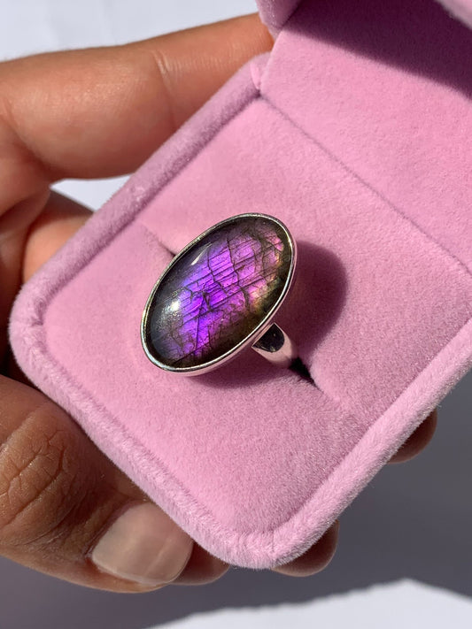 Anello regolabile in labradorite di argento 925 / Intuizione e trasformazione