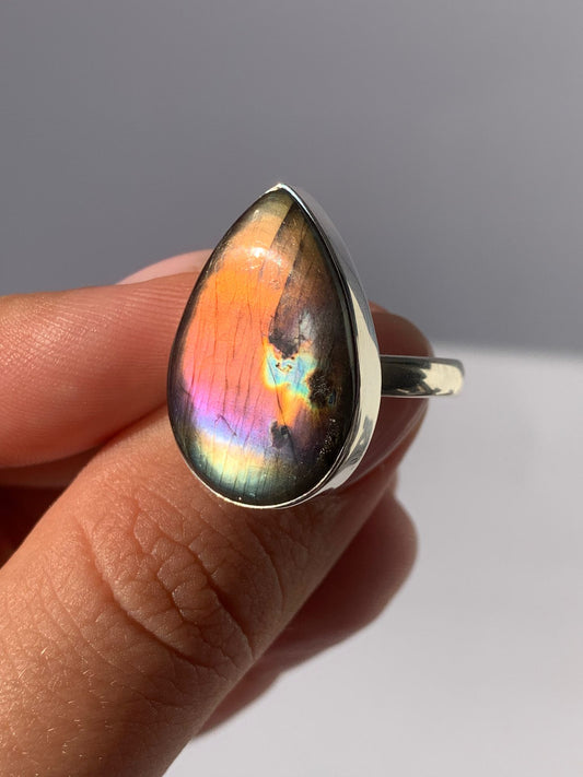 Anello regolabile in labradorite di argento 925 / Intuizione e trasformazione