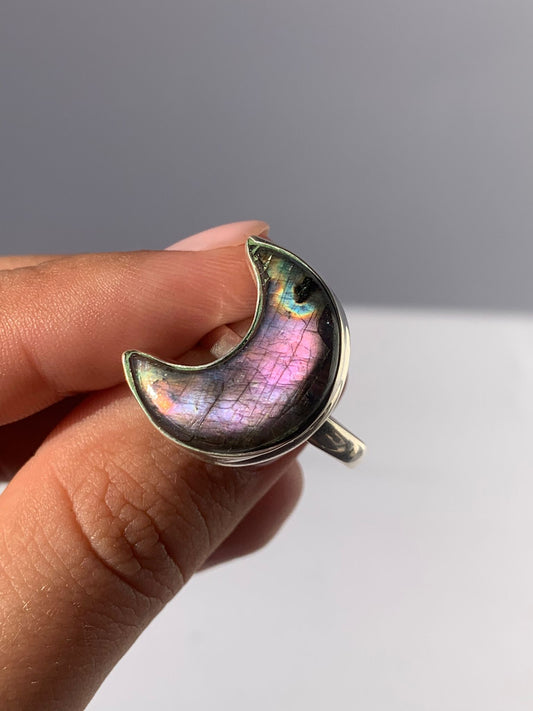 Anello regolabile in labradorite di argento 925 / Intuizione e trasformazione
