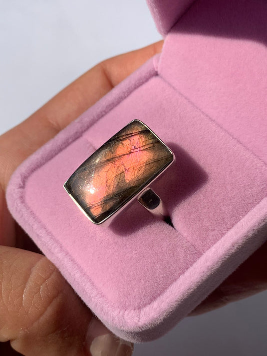Anello regolabile in labradorite di argento 925 / Intuizione e trasformazione